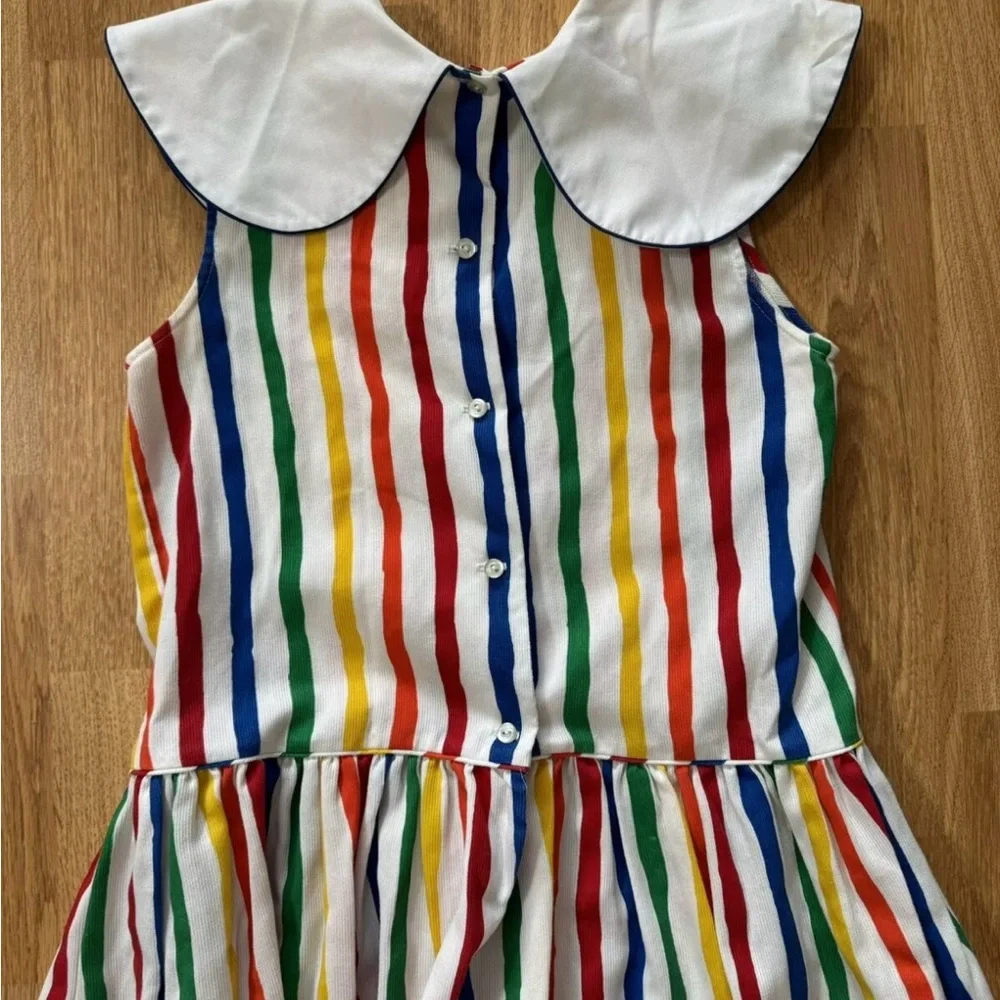 Ashton Connor Vintage Kite Appliqué Rainbow Striped Bib Dress Sz 10 USA made - Picture 4 of 6